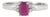 Modernist Octagon 0.69 Ct Natural Ruby Ring With Diamond Trinity Cluster in Solid Silver Size 5.5 For Sale