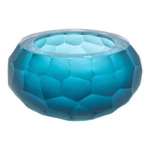 Hand-Blown Modern Murano Bowl in Aquamarine Medium