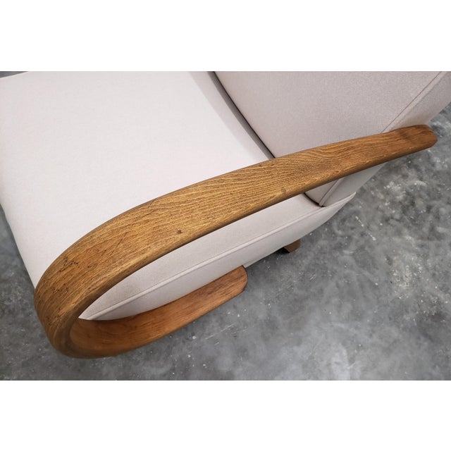 Bentwood Armchair with Beige Upholstery by Jindrich Halabala, 1930s For Sale - Image 11 of 12