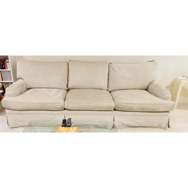 Custom made sofa. This sofa is unusual in that it is firm and longer than the standard size. It also has a solid wooden...