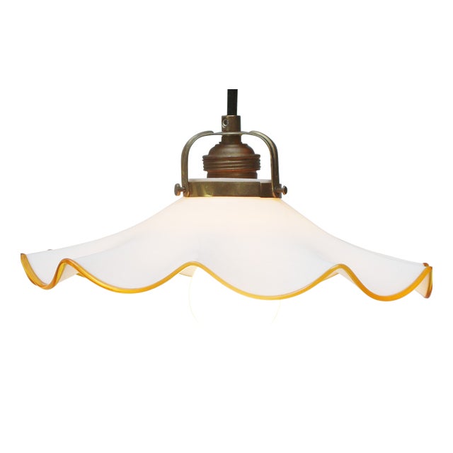 Mid-Century French Opaline Glass Pendant Light For Sale