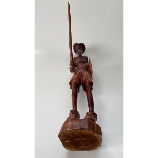 Brown Vintage Don Quixote Wood Carving Sculpture For Sale - Image 8 of 15