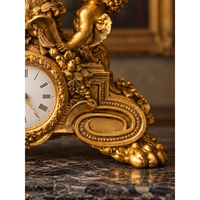 19c French Maker Louis XVI Gold Bronze Mantel Clock For Sale - Image 10 of 16