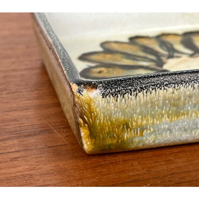 Black Mid-Century Modern Danish Studio Pottery Square Bowl with Flower Design from Tingkeramik, 1960s For Sale - Image 8 of 18