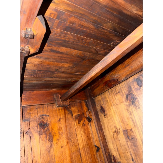 Wood Late 20th Century Mexican Rustic Pine Armoire / Hacienda Cabinet — Hecho en Mexico For Sale - Image 7 of 10
