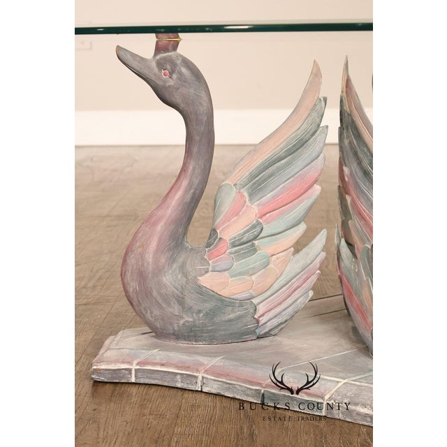 Hollywood Regency Style Swan Form Round Glass Top Center Table For Sale - Image 17 of 18