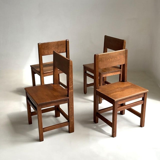 Vintage Dutch Chairs in Oak, 1920s, Set of 4 For Sale - Image 10 of 10