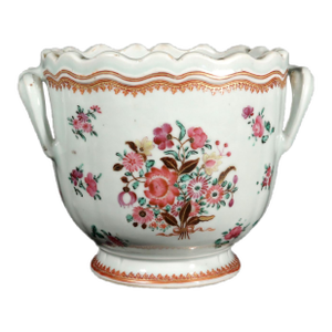 Elegant Tableware: Chinese Export Famille Rose Porcelain Wine Cooler Circa 1775