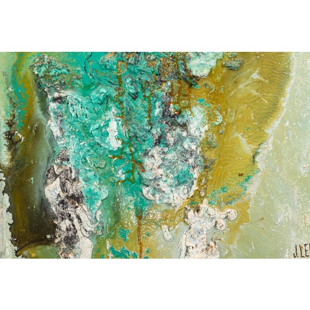 Pair of Modernist Impasto Encaustic Abstract Oil Paintings Signed J. Lehr 1970s For Sale - Image 16 of 16