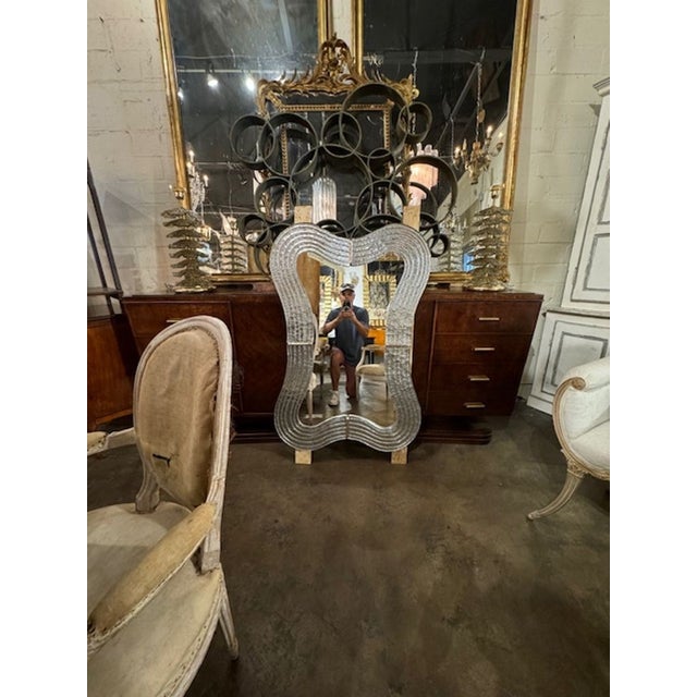 Modern Modern Silver Wave Glass Murano Mirror For Sale - Image 3 of 7