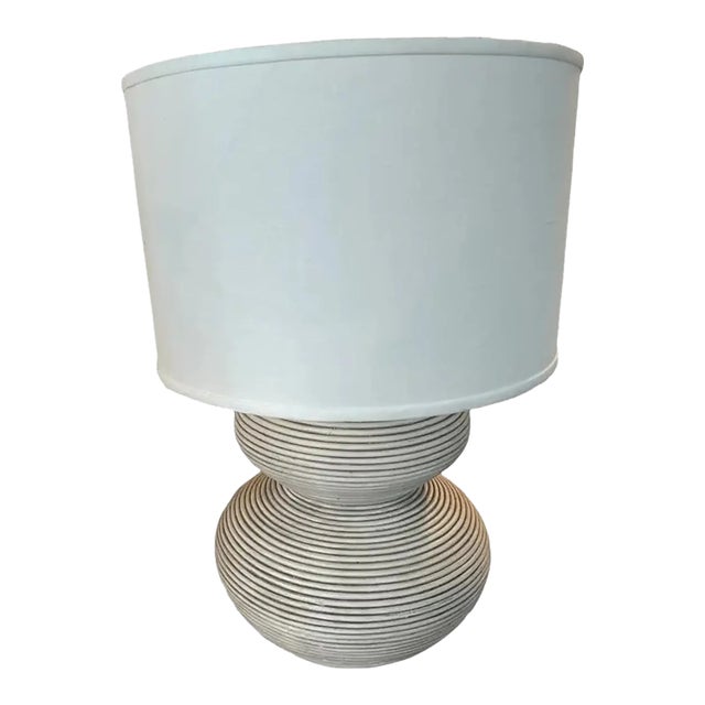 Palecek Hewitt Table Lamp Tall Whitewash Rattan For Sale