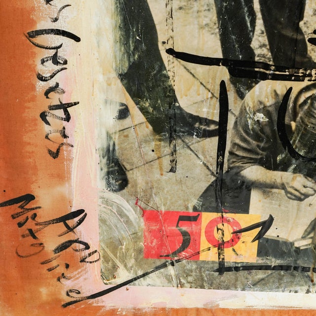Burnt Orange 1990s Peter Robert Keil Large Political Mixed-Media Painting, Berlin 1995 For Sale - Image 8 of 11