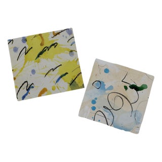 Paolo Patelli, Compositions, Mixed Media Artworks on Paper, Set of 2 For Sale