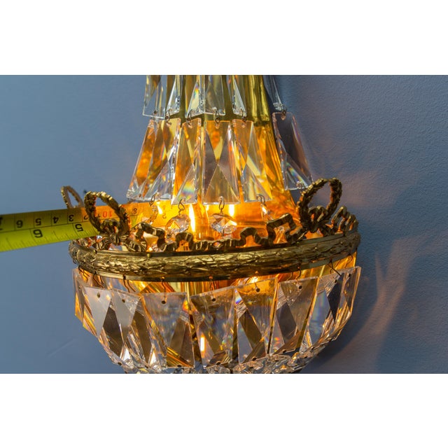 German Empire Style Crystal Glass and Brass Sconce by Palwa, 1960s For Sale - Image 13 of 18