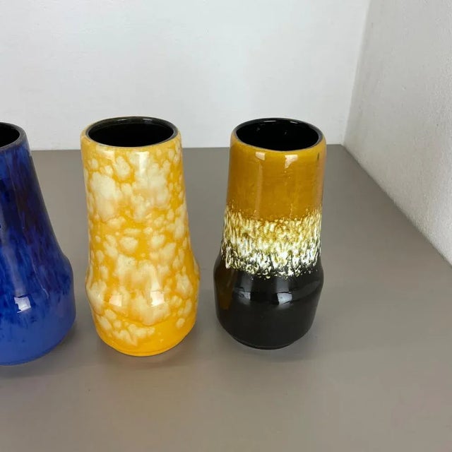 1970s Pottery Fat Lava Supercolor Vases from Scheurich, Germany, 1970s, Set of 3 For Sale - Image 5 of 18