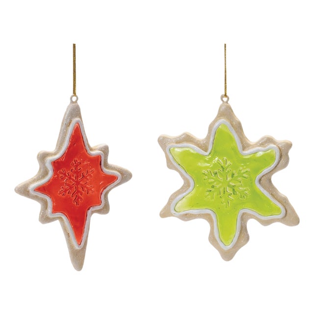 Frosted Cookie Star and Snowflake Ornament (Set of 6) For Sale