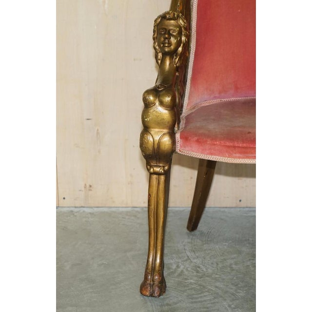 Wood George III Hand Carved Giltwood Armchair after Thomas Hope, 1780 For Sale - Image 7 of 18