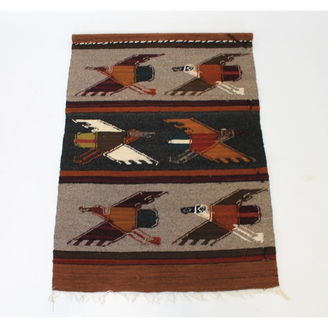 Vintage Hand-Woven Wool Wall Hanging or Tapestry - Birds in Flight For Sale In Milwaukee - Image 6 of 6