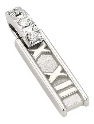Tiffany & Co. Atlas Diamond 18k White Bar Charm Pendant