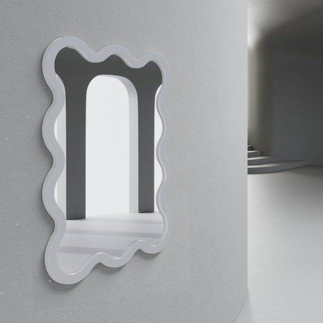 Yellow Medium Contemporary Sculptural Wavy Wall Mirror – Hvyli 10 by Oitoproducts For Sale - Image 8 of 17
