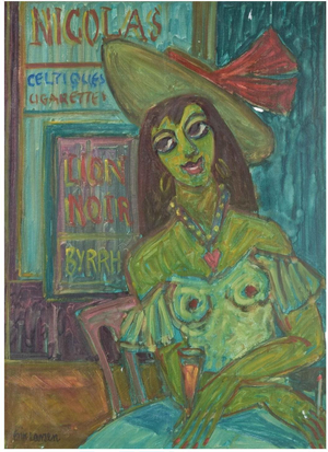 Erik Larsen, Portrait of a Woman in a Bar, Mid-20th Century, Oil on Canvas