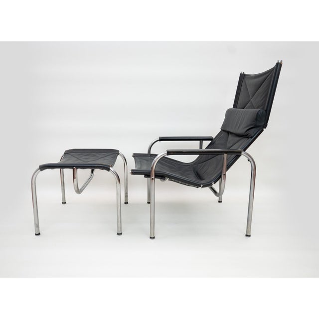 Hans Eichenberger He1106 Lounge Chair with Ottoman by Hans Eichenberger for Strässle, 1978, Set of 2 For Sale - Image 4 of 9