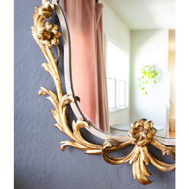20th Century Oversized Gilded Gold Leaf Italian Toleware Mirror For Sale - Image 6 of 10