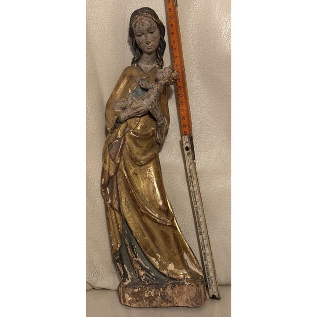 Original condition, approx. 38.5 cm high, heavy signs of wear and worm damage at the base, etc. See photos.