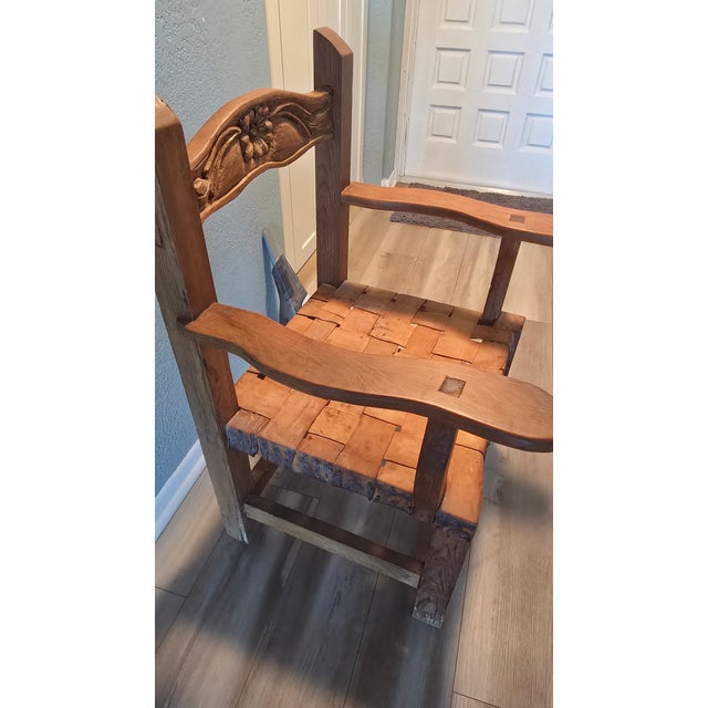 Wood Vintage Spanish Rustic Chair For Sale - Image 7 of 8