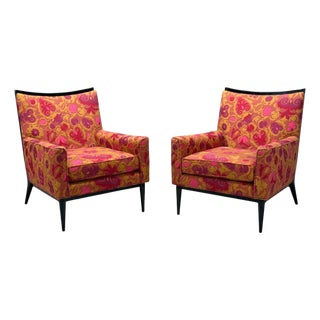 Paul McCobb, Ebonized Wood, Fabric, Lounge Chairs, Usa, 1950s For Sale