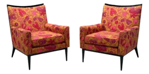 Paul McCobb, Ebonized Wood, Fabric, Lounge Chairs, Usa, 1950s