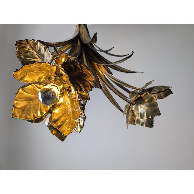 Maison Jansen Vintage French Brass Chandelier from Maison Jansen, 1970s For Sale - Image 4 of 11