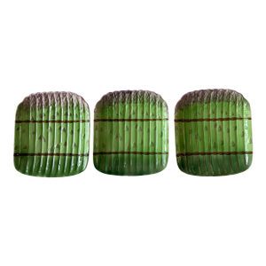 Set of 3 Vintage Italian Majolica Asparagus Plates