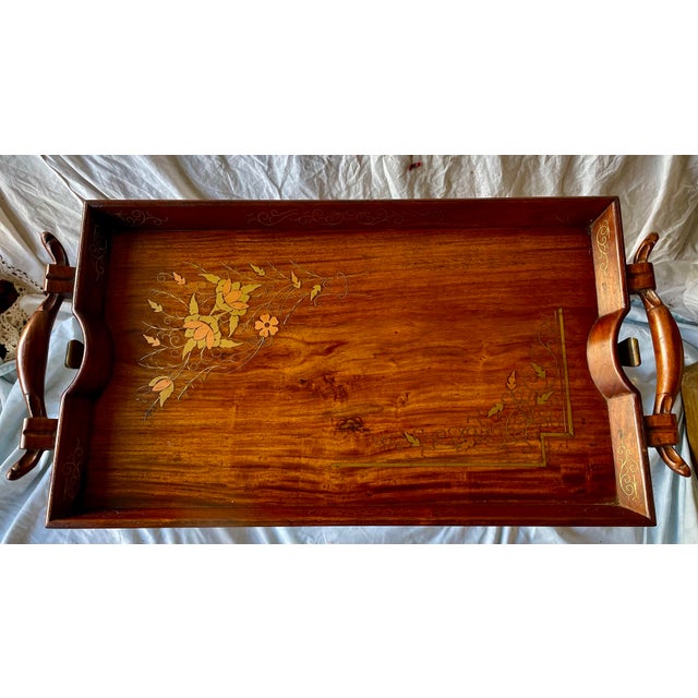 Mid 20th Century Anglo-Indian Folding Rosewood Tray/Butler's Table With Mixed Metal Inlay For Sale - Image 10 of 10