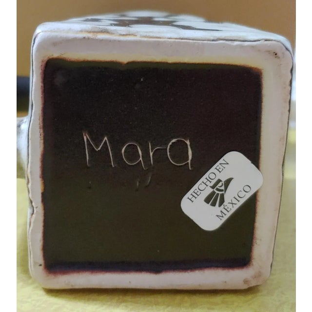 Late 20th Century Vintage Square Stoneware Tribal Motif Mara Mug, Made in Mexico For Sale - Image 5 of 6