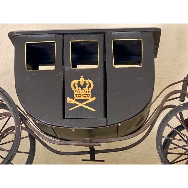 Black Monumental 39" Vintage German Handmade Wood & Iron Royal State Carriage Coach Model For Sale - Image 8 of 14