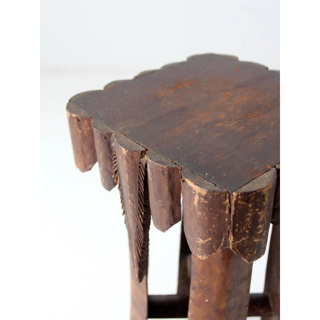 Antique Tramp Art Palm Frond End Table For Sale - Image 11 of 12