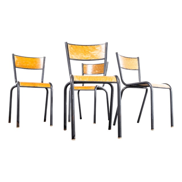 French Silver Stacking Dining Chairs from Mullca, 1950s, Set of 4 For Sale