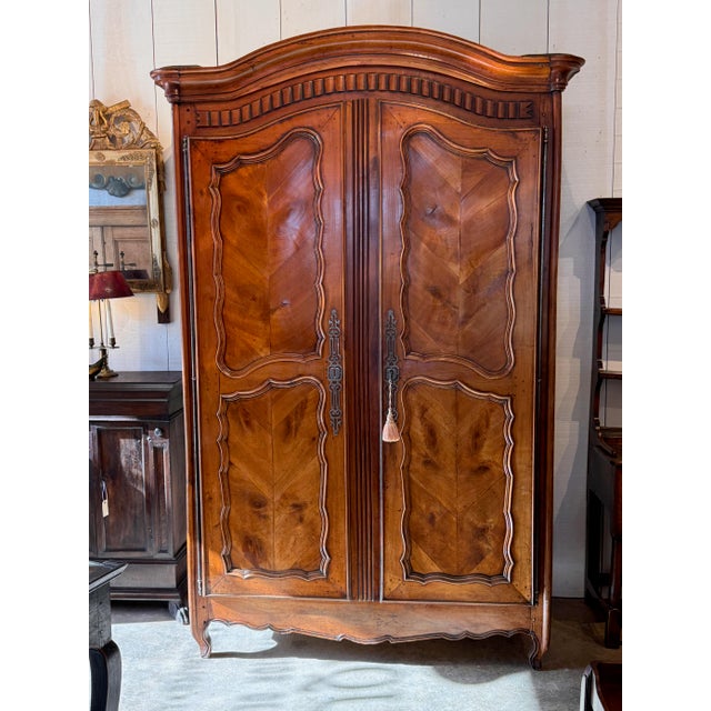 18th Century Louis XV Fruitwood Armoire For Sale - Image 6 of 13