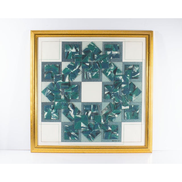 Contemporary 1987 Painting and Folded Paper Collage by Steve Redman For Sale - Image 3 of 9