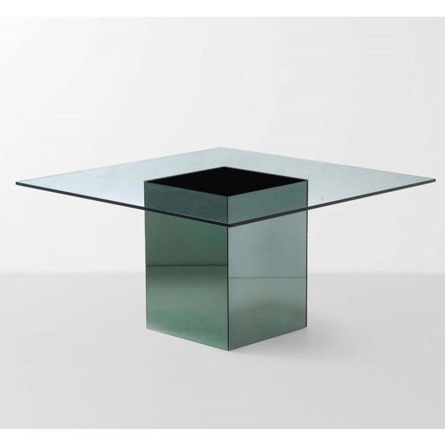 1970s Vintage Block Table with Mirrored Glass Base and Glass Top by Nanda Vigo for Acerbis, 1970s For Sale - Image 5 of 6
