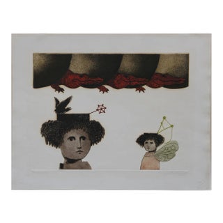 "La Espera" Mexican Surreal Figurative Reptile Etching Late 20th Century For Sale