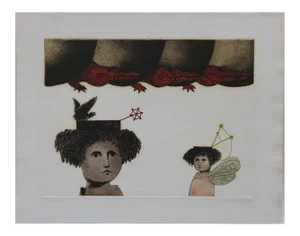 "La Espera" Mexican Surreal Figurative Reptile Etching Late 20th Century