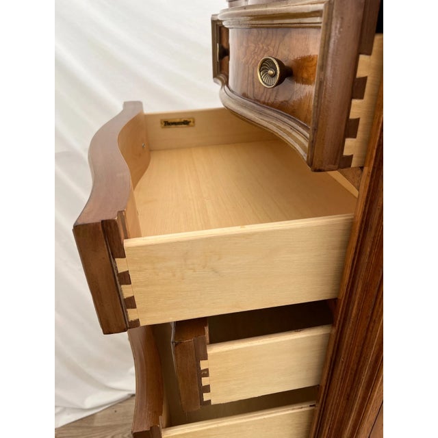 Wood Vintage Thomasville Lingerie Dresser Chest Walnut Seven Dovetail Drawers For Sale - Image 7 of 11