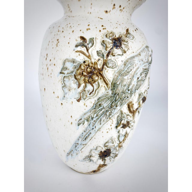 Shabby Chic Large 1985 Gus & Leola Gikas Parrot Studio Pottery Vase, Signed American Art Pottery, 11.5″ For Sale - Image 3 of 11