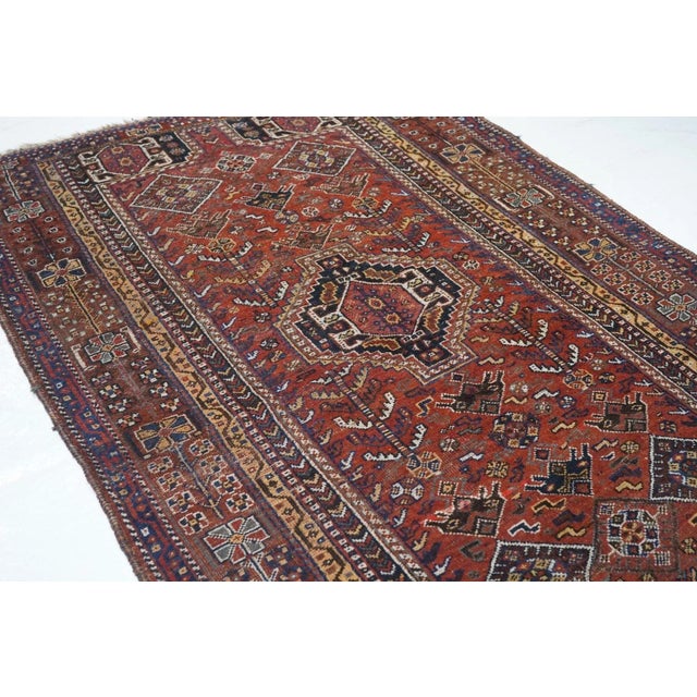 Red Antique Persian Qashqai Rug 4'9'' X 7'5'' For Sale - Image 8 of 11