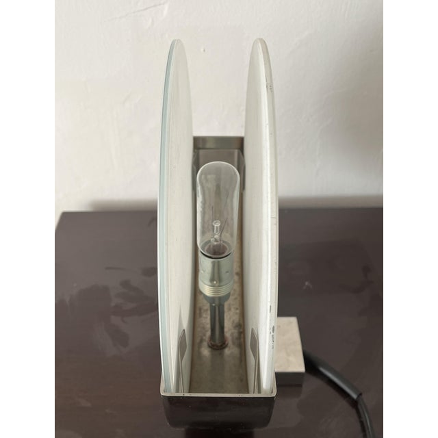 1970s Table Lamp with Chromed Steel Base and Double Glass, 1970s For Sale - Image 5 of 7