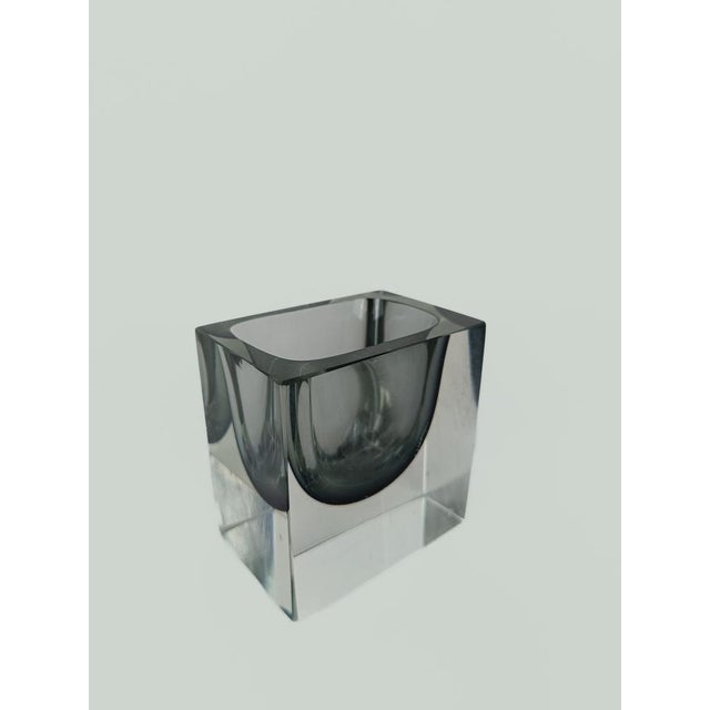 Italian Ashtray Bowl in Murano Sommerso Grey, Black and Clear Glass, 1970s For Sale - Image 4 of 16
