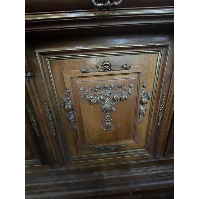 Antique French Renaissance Revival Walnut Sideboard Credenza W/ Hutch For Sale - Image 9 of 9