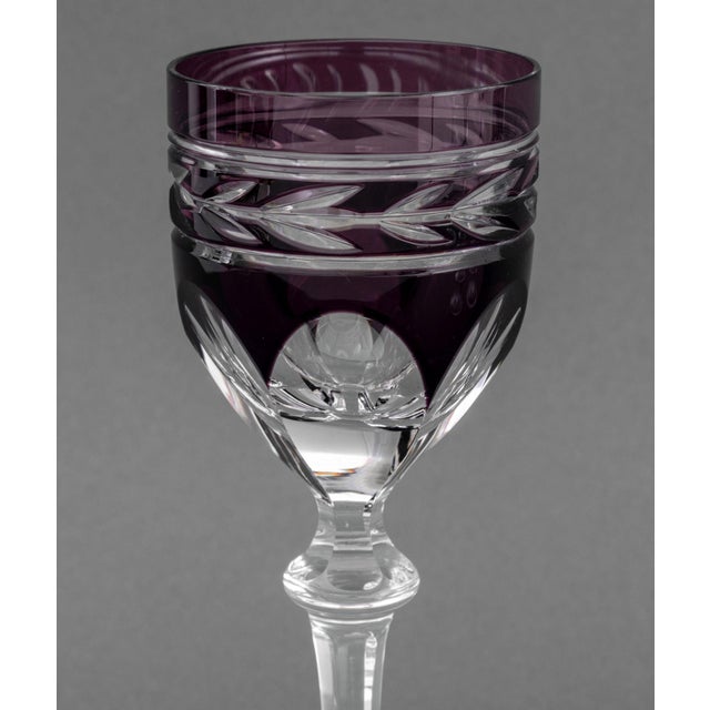 Traditional Bohemian Cut-Crystal Wine Glasses, 7 For Sale - Image 3 of 8